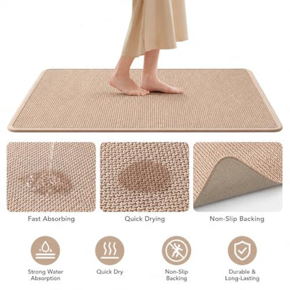 Grey U-Shape Extended Toilet Mat 35x22 Inch Extra Long Bathroom Rug