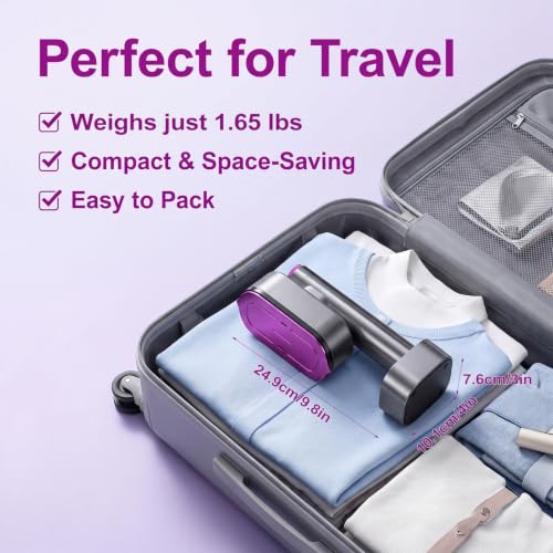 Travel Garment Steamer & Iron 2-in-1, 1200W Portable Clothes Steamer with Quick Heat, 6 Steam Settings, 15s Warm-Up, 190ml Tank