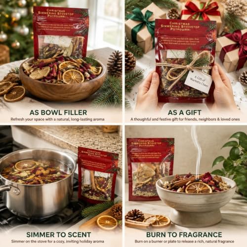 Simmer Pot Mix Set of 6 Holiday Scents - Seasonal Potpourri for Christmas & Winter