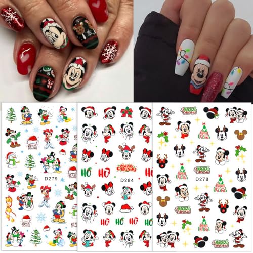 Christmas Nail Art Stickers 4 Sheets Cute 3D Self-Adhesive Decals for DIY Manicure
