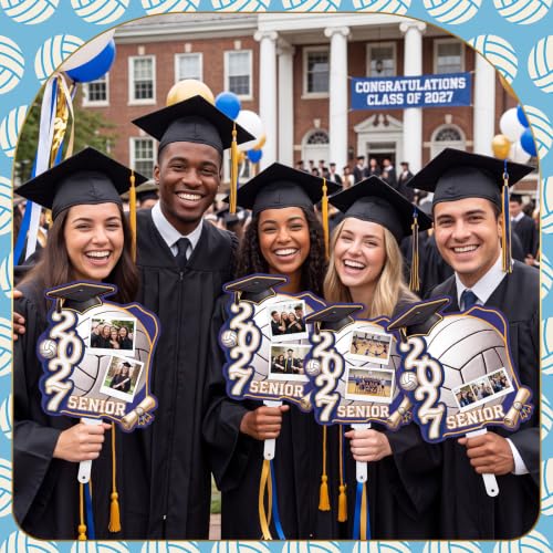 Graduation Fans with Handle - Volleyball Theme Senior 2027 Photo Props