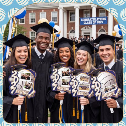 Graduation Fans with Handle - Volleyball Theme Senior 2027 Photo Props