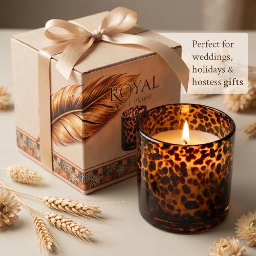 Medium Tortoise Shell Candle Holder - Amber Glass Decor for Vanity & Tabletop