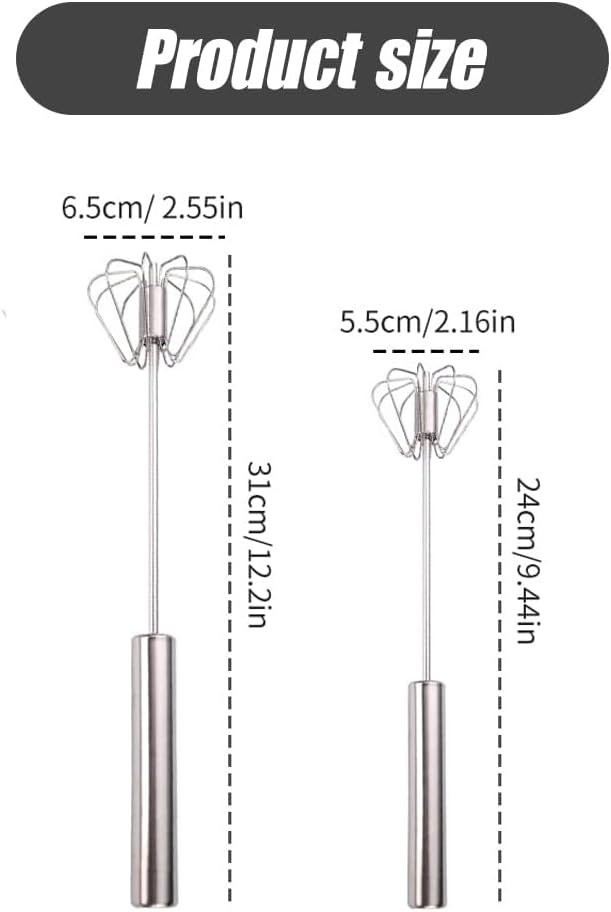 Skiennix Stainless Steel Semi-Automatic Whisk - 10-Inch Manual Mixer for Blending & Beating