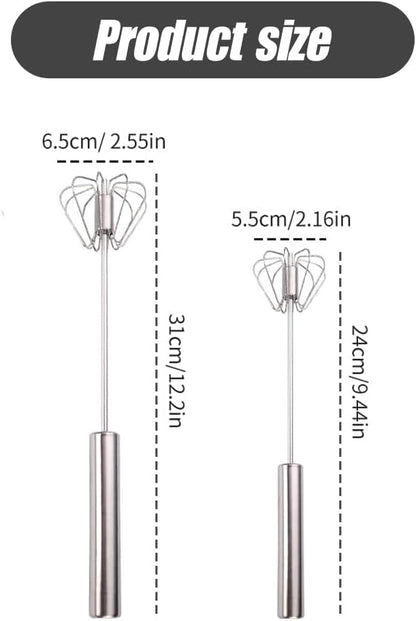 Skiennix Stainless Steel Semi-Automatic Whisk - 10-Inch Manual Mixer for Blending & Beating