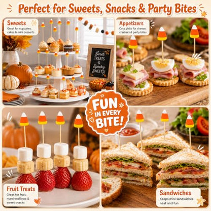 Halloween Candy Corn Cocktail Picks - 100 Pc Fall Party Toothpicks