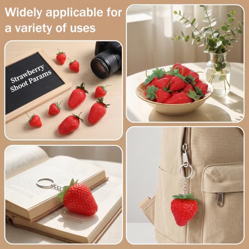120Pcs Artificial Strawberry Decorations for Home & Party Decor, Realistic Faux Fruits Set