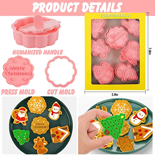 Christmas Cookie Cutters Set - 16 Plastic Baking Shapes for Holiday Cookies