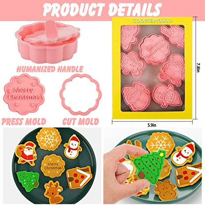 Christmas Cookie Cutters Set - 16 Plastic Baking Shapes for Holiday Cookies