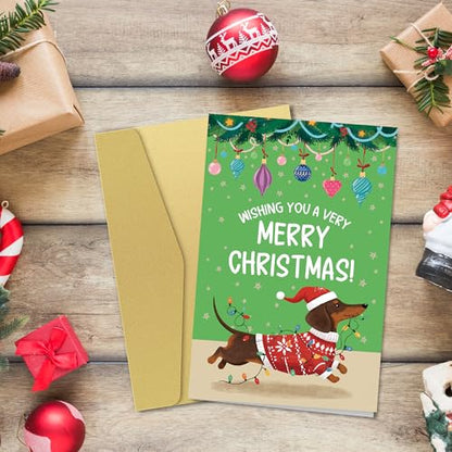 Funny Dachshund Christmas Card - Holiday Card for Dog Lovers - Cute Xmas Card for Men Women - Variation 03