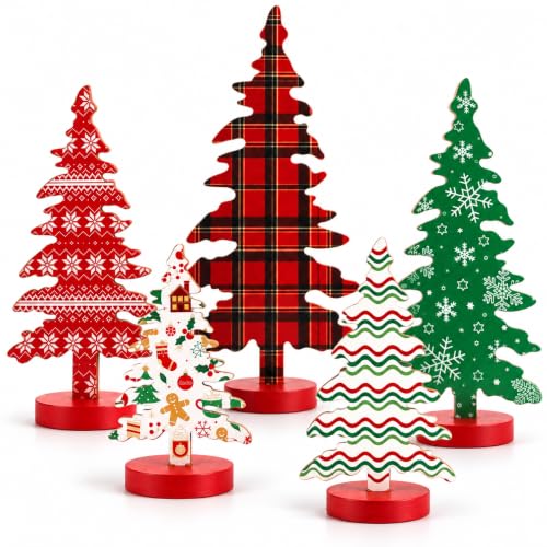 Indoor Wooden Christmas Tree Set - Rustic Holiday Decor, 5 Sizes