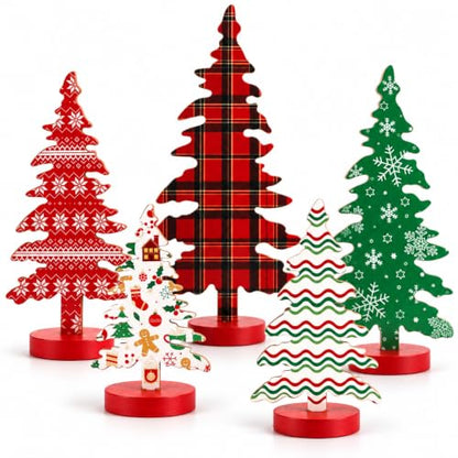Indoor Wooden Christmas Tree Set - Rustic Holiday Decor, 5 Sizes