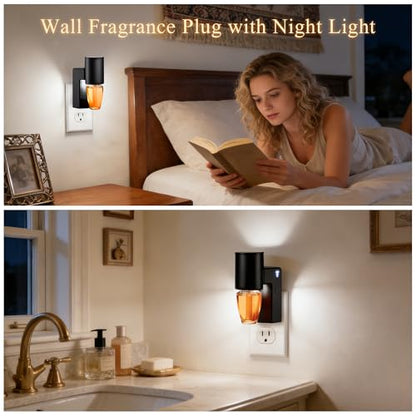 Wall Fragrance Plug-In with Night Light and Adjustable Essential Oil Diffuser