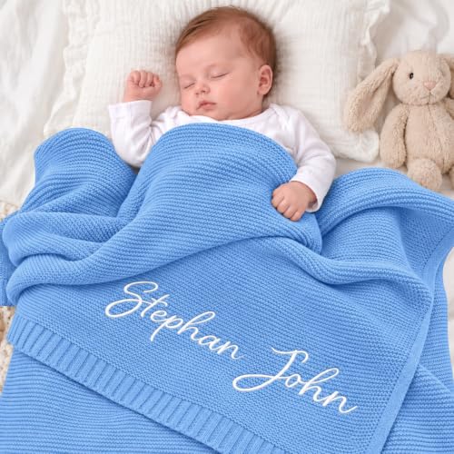 Corissy Personalized Baby Blanket with Embroidered Name - Blue, 32x40 Inches
