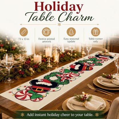 Christmas Table Runner 13x72 Inches Xmas Wreath Peppermint Candy Kitchen Dining Decor - Variation of THIS Listing