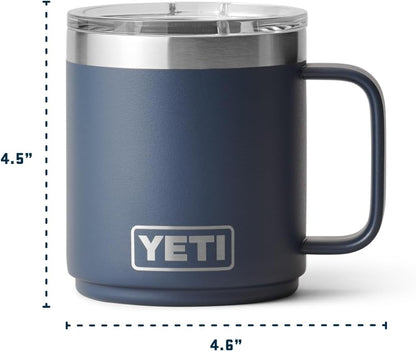 YETI Rambler 10 oz Vacuum Insulated Ceramic Lined Mug - Stainless Steel with MagSlider Lid, Navy