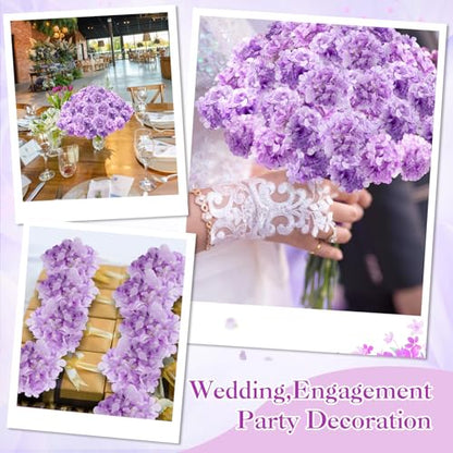 Lavender Hydrangea Artificial Flowers Bulk Set 150 Pieces, 7.48 Inch