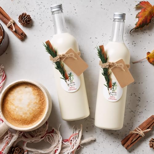 6-Pack 25 oz Christmas Coquito Wine Bottles with Gift Bags and Decorations