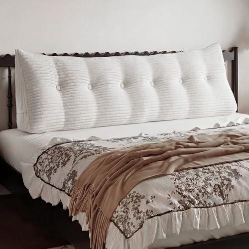 King White Triangle Wedge Pillow for Headboard - Reading & Support Cushion