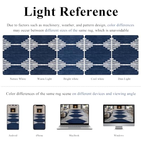HelloTree Modern Geometric Area Rug Navy 5' x 7' for Living Room