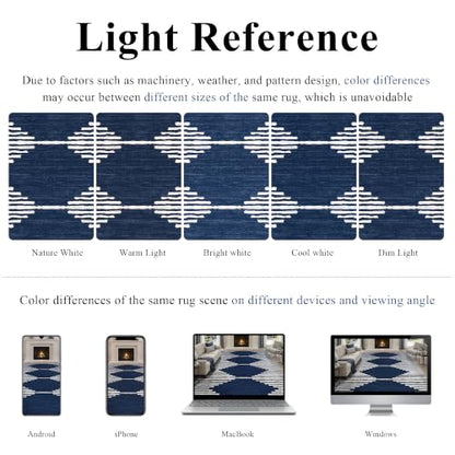 HelloTree Modern Geometric Area Rug Navy 5' x 7' for Living Room