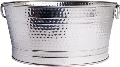 Sol Living Beverage Tub Large Ice Bucket with Handles Single Wall Stainless Steel Ice Bucket and Cooler for Wine, Drinks, Bar, Party, and Gift Beverage Cooler for Indoor and Outdoor Parties