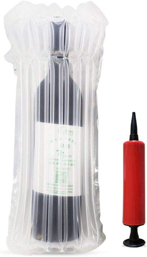 10 Packs Wine Bottle Travel Protector Bags, Monkkino Inflatable Bubble Cushion Wrap, Safety Choice for Glass Bottles in Transport with Luggage, Air Filled Packaging Sleeves with Pump