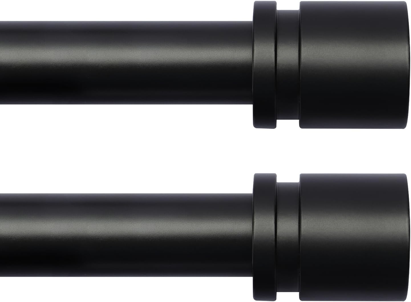 Byondeth Curtain Rods - Adjustable 16 to 88 Inches | 1 Inch Diameter | Black Aluminum Finials - 2 Pack