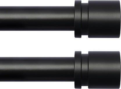 Byondeth Curtain Rods - Adjustable 16 to 88 Inches | 1 Inch Diameter | Black Aluminum Finials - 2 Pack