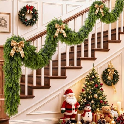 8.9Ft Real Touch Cedar Garland - Artificial Pine Greenery for Christmas Decorations