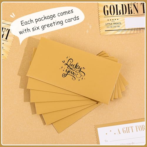 Golden Tickets Scratch Off Cards Set - 6 Pieces with Envelopes, Lucky Gift Reveal for Celebrations