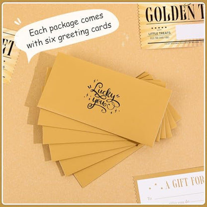 Golden Tickets Scratch Off Cards Set - 6 Pieces with Envelopes, Lucky Gift Reveal for Celebrations