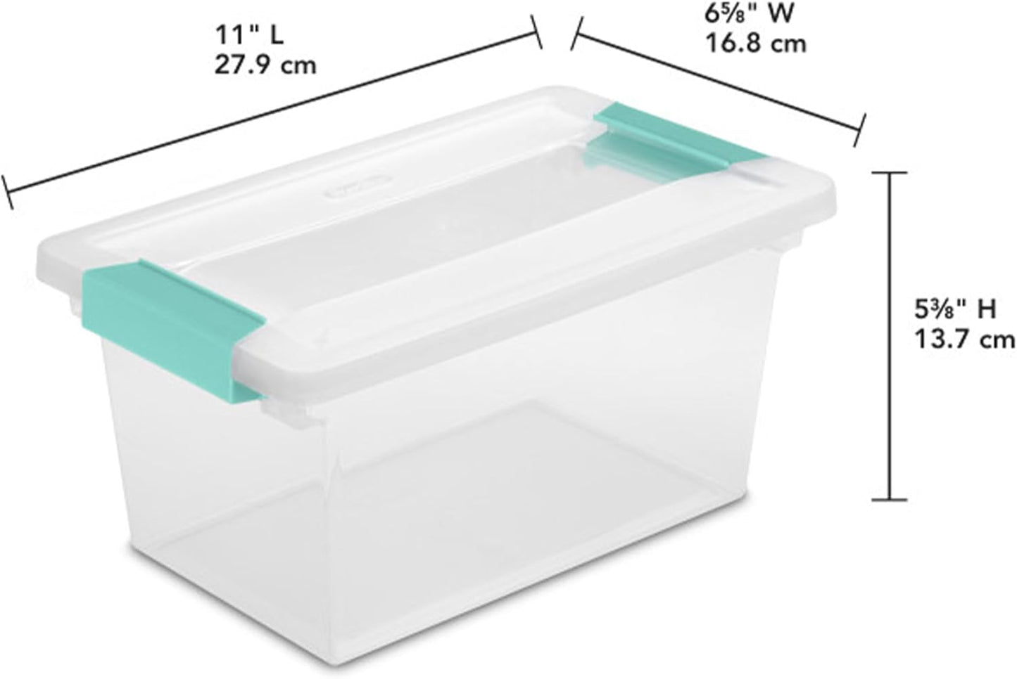 Sterilite Medium Clip Box - Stackable Storage Bin with Latching Lid for Organizing Crafts & Papers | Clear