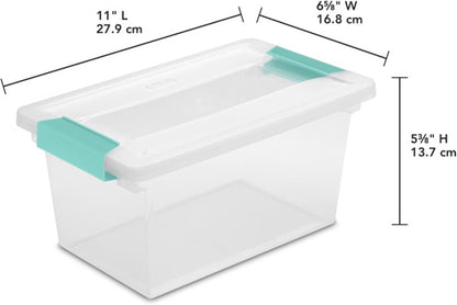 Sterilite Medium Clip Box - Stackable Storage Bin with Latching Lid for Organizing Crafts & Papers | Clear