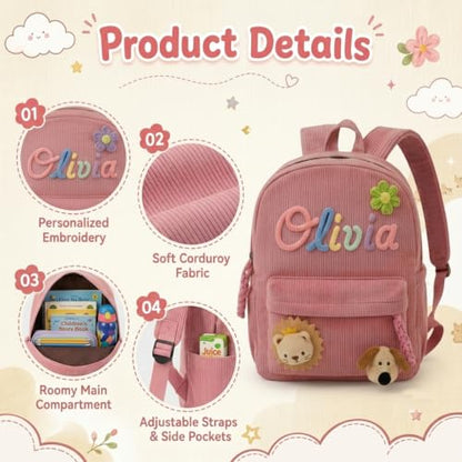 Personalized Corduroy Backpack with Name - Back to School Bag - Backpack a