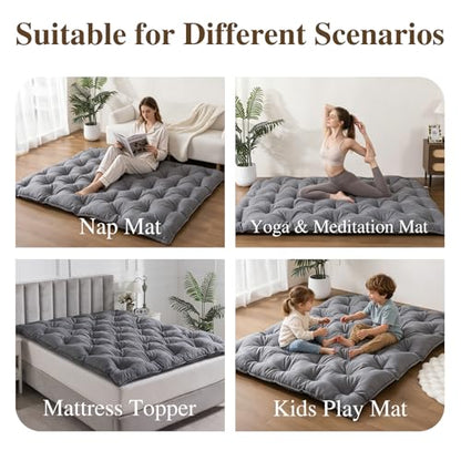 Japanese Futon Mattress Foldable Memory Foam Bed Pad - Twin Grey