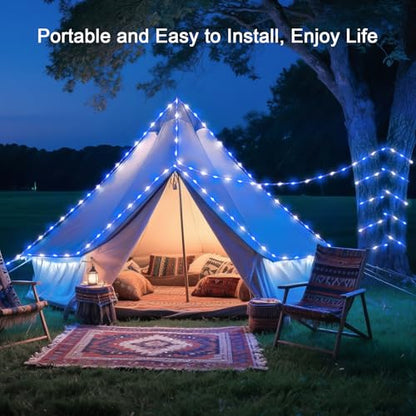Battery Operated Rope Lights 2 Pack - Blue & White Outdoor Christmas String Lights