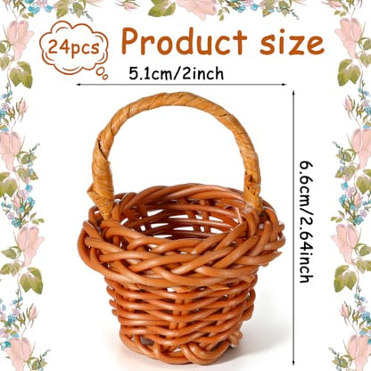 24 Mini Woven Baskets for Crafts Favors and Decor - Natural Rattan