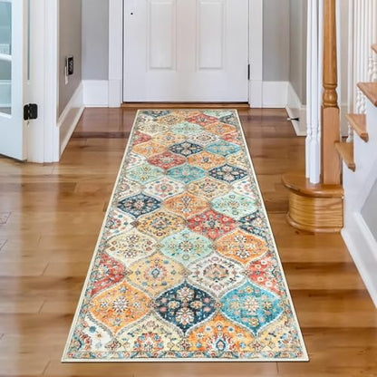 Orange 2x6 Non-Slip Hallway Runner Rug - Washable Low Pile Floor Mat