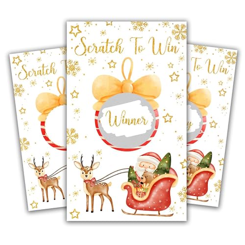 Christmas Scratch Off Cards Set - Style 4, Holiday Party Game for Kids & Adults