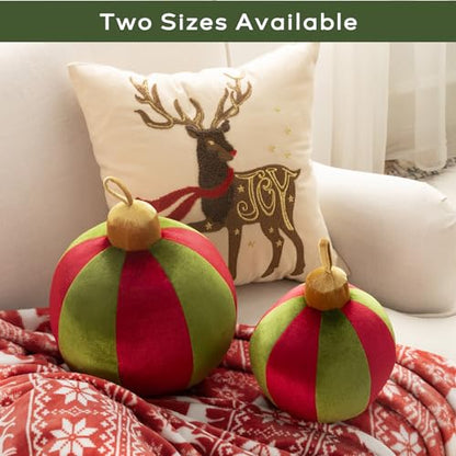Bell-Shaped Christmas Pillow - Red Velvet Holiday Decor 8.5x8.5 Inch (Variation: Bell-Red / 8.5x8.5 in)