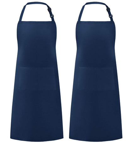 Syntus 2 Pack Adjustable Bib Apron Waterdrop Resistant with 2 Pockets Cooking Kitchen Aprons for BBQ Drawing, Women Men Chef, Nautical Blue