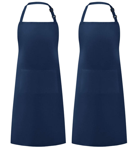 Syntus 2 Pack Adjustable Bib Apron Waterdrop Resistant with 2 Pockets Cooking Kitchen Aprons for BBQ Drawing, Women Men Chef, Nautical Blue