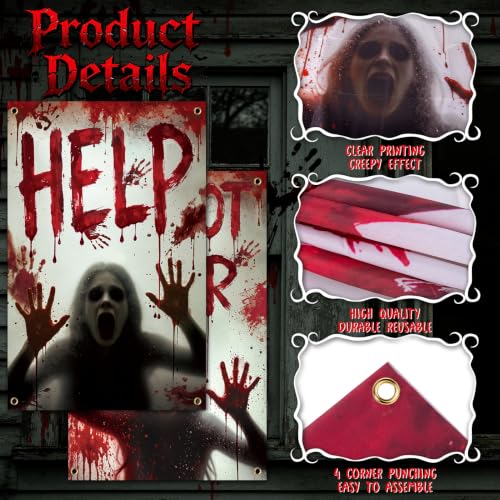 Halloween Window Cover Bloody Haunted House Decor 47.2x31.5 Inch - Red - 2PCS
