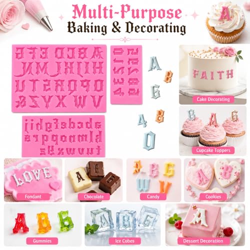 Silicone Letter and Number Molds for Baking & Cake Decoration