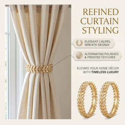 2 Pack Golden Olive Leaf Curtain Tiebacks Holdbacks Holders - Variation 021