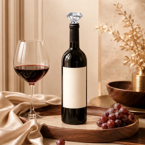 2 Pack Crystal Wine Stopper Set with Diamond Rhinestone Tops - Premium Barware