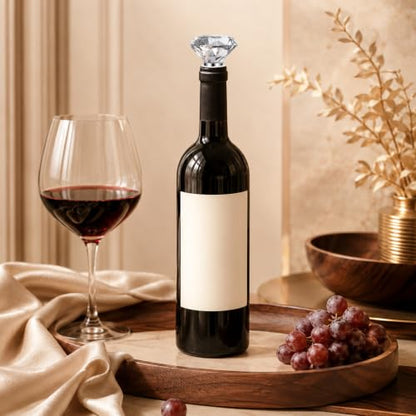 2 Pack Crystal Wine Stopper Set with Diamond Rhinestone Tops - Premium Barware