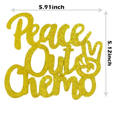Gold Cake Topper Peace Out Chemo Cancer Survivor Celebration Decor