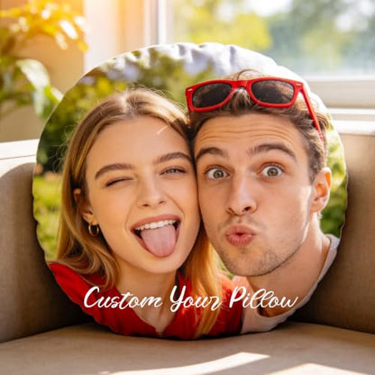 Personalized Round Face & Body Pillow with Photo - Custom Pet or Family Gift